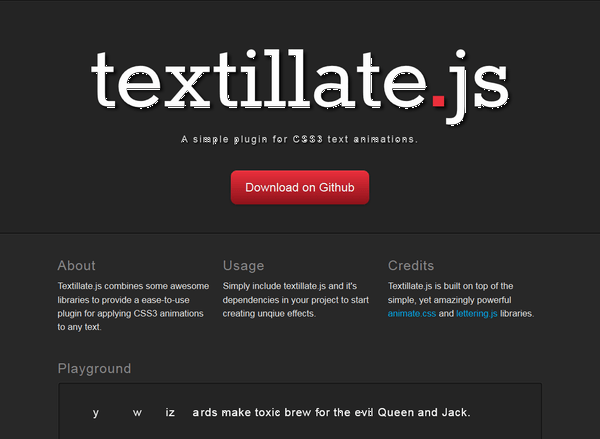 textillate.jsのデモサイト